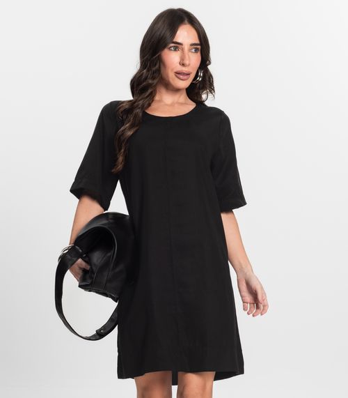 Vestido Curto Feminino Gola Redonda Endless Preto