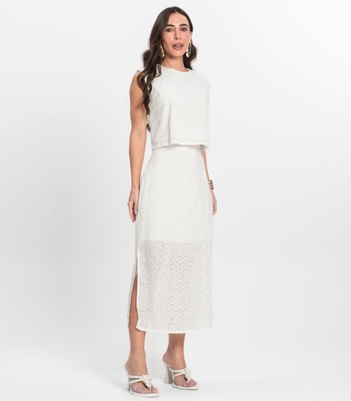 Saia Midi Feminina Em Laise Endless Bege