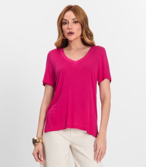 Blusa Feminina Manga Curta Decote V Endless Rosa