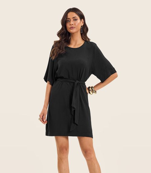 Vestido Curto Feminino Com Cinto Endless Preto