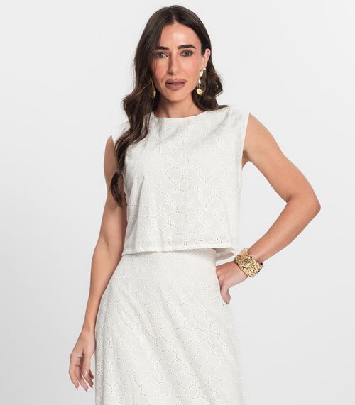 Blusa Feminina Manga Curta Em Laise Endless Bege