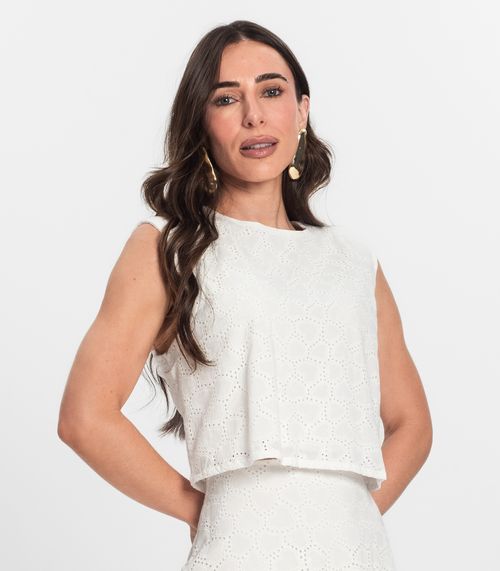 Blusa Feminina Manga Curta Em Laise Endless Bege