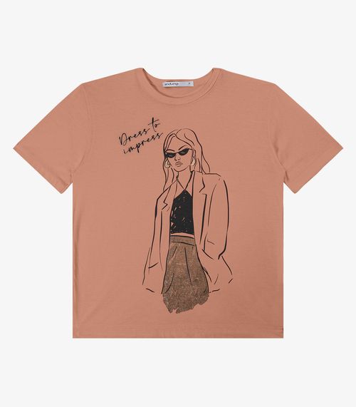 T- shirt em Meia Malha Feminina Endless Marrom