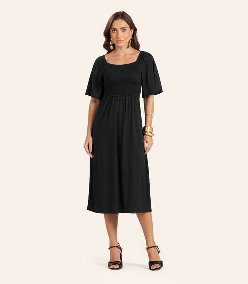 Vestido Midi em Viscotorcion Feminino Endless Preto