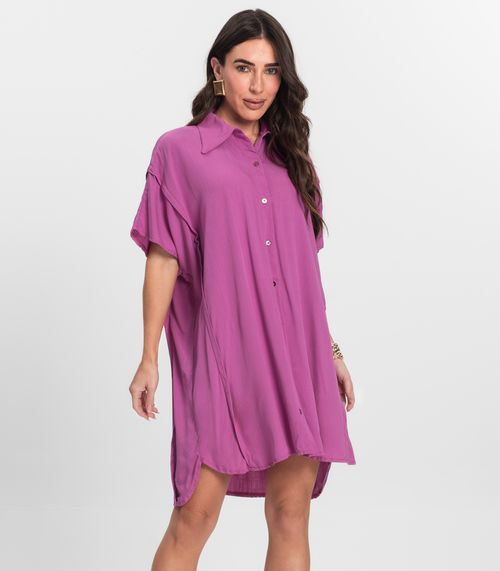 Vestido Chemise Feminino Com Gola Endless Rosa