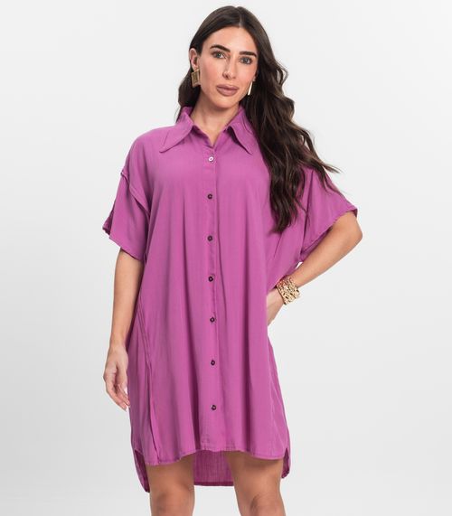 Vestido Chemise Feminino Com Gola Endless Rosa