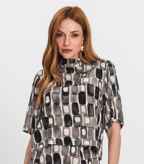 Blusa Feminina Estampada Gola Alta Endless Preto