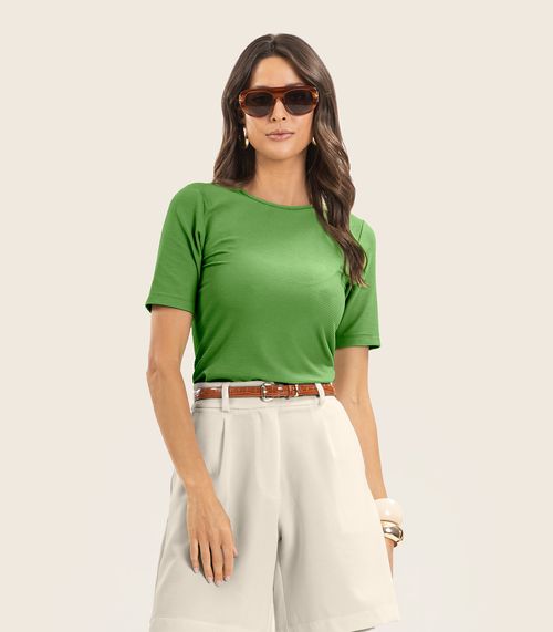 Blusa Feminina Manga Curta em Poly Endless Verde