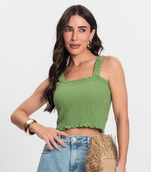 Regata Cropped Feminina Em Lastex Endless Verde