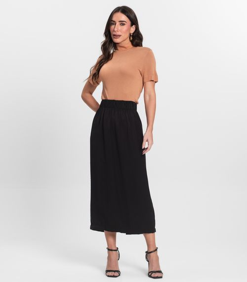 Saia Midi Feminina Em Alfaiataria Endless Preto