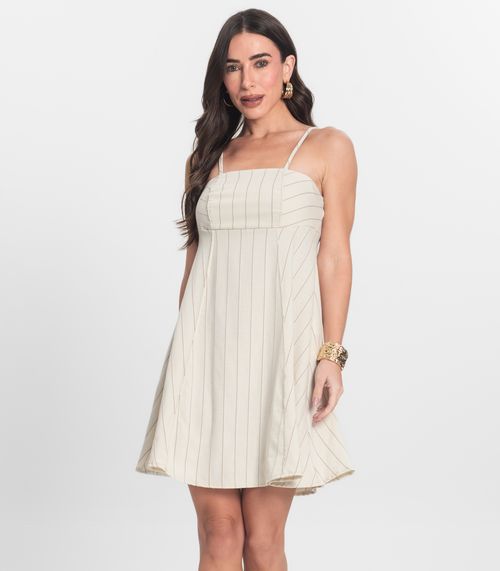 Vestido Curto De Alças Decote Quadrado Endless Bege