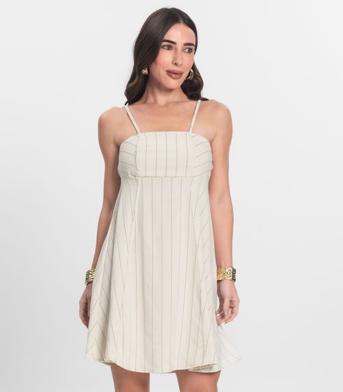 Vestido Curto De Alças Decote Quadrado Endless Bege