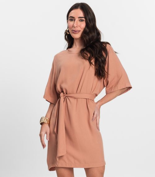 Vestido Curto Feminino Com Cinto Endless Marrom