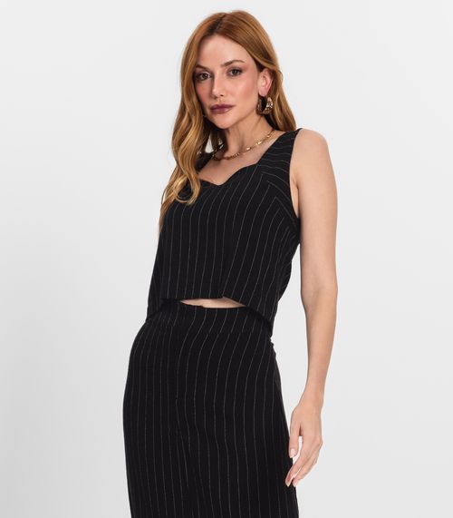 Regata Cropped Feminino Decote Quadrado Endless Preto