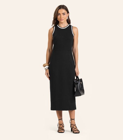 Vestido Midi Piquet Verona Feminino Endless Preto