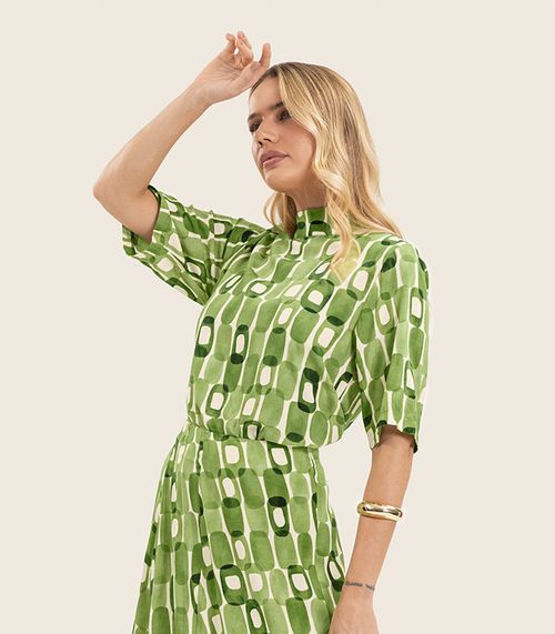 Blusa Feminina Estampada Gola Alta Endless Verde