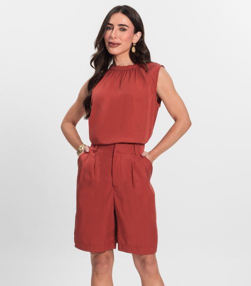 Bermuda Feminina Com Bolsos Endless Marrom