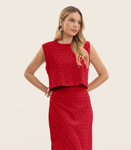 Blusa Feminina Manga Curta Em Laise Endless Vermelho