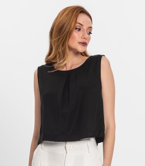 Regata Feminina Em Alfaiataria Endless Preto