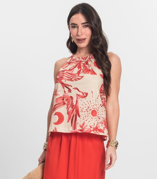 Blusa de Alça Feminina em Meia Malha Endless Laranja