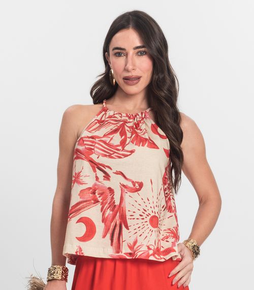 Blusa de Alça Feminina em Meia Malha Endless Laranja