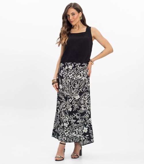 Saia Midi Viscose Khyara Feminina Endless Preto