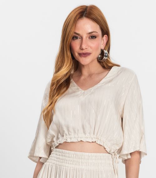 Blusa Feminina Manga 3/4 Endless Bege