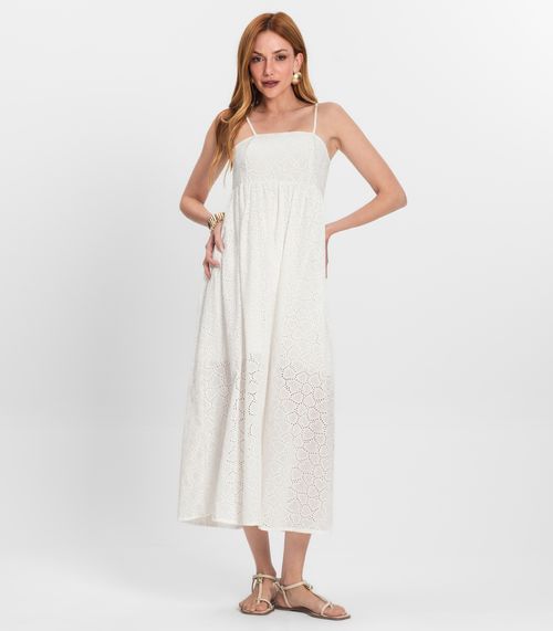 Vestido Midi Feminino Em Laise Endless Bege