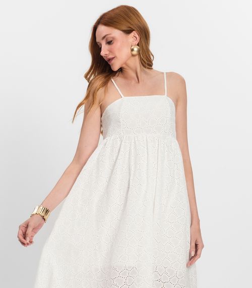 Vestido Midi Feminino Em Laise Endless Bege