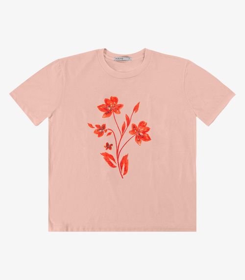 T- Shirt Feminina Meia Malha Endless Rosa