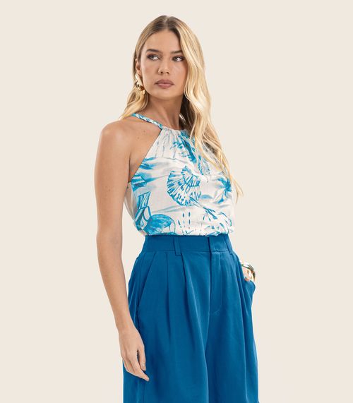 Blusa de Alça Feminina em Meia Malha Endless Azul