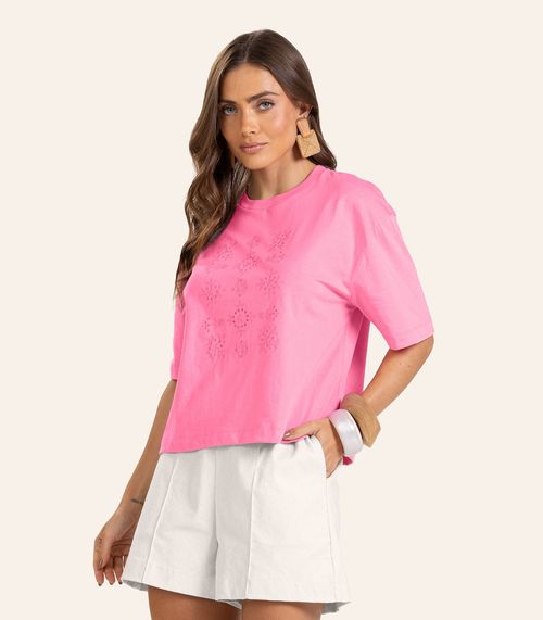 T- Shirt Feminina Meia Malha Endless Rosa