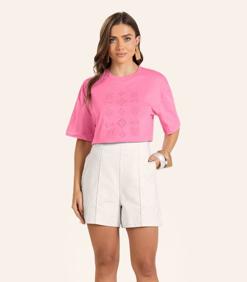 T- Shirt Feminina Meia Malha Endless Rosa