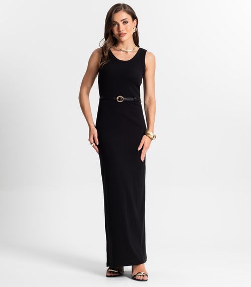 Vestido Midi De Ribana Feminino Endless Preto