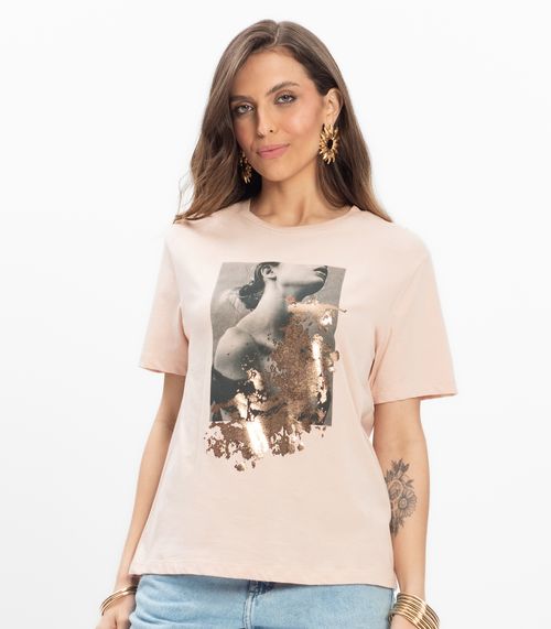T-shirt em Meia Malha Feminina Endless Baunilha