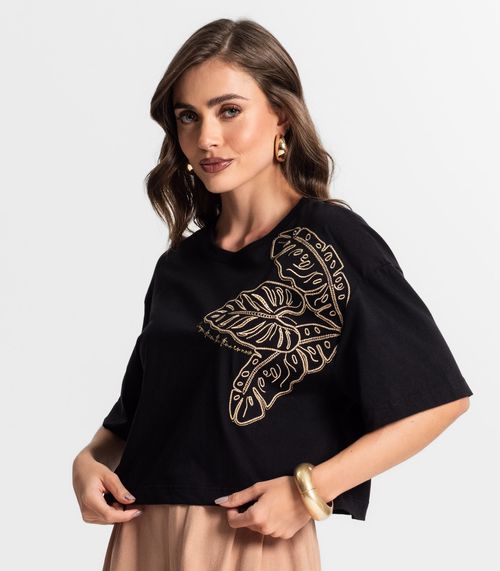 Blusa Feminina Com Bordado Endless Preto