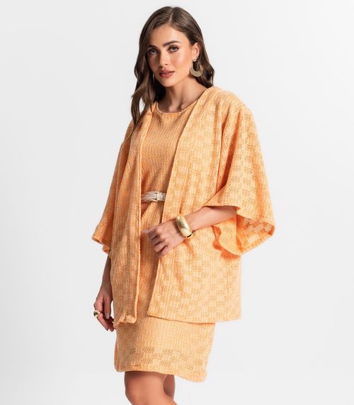 Kimono Feminino Em Tricot Endless Laranja