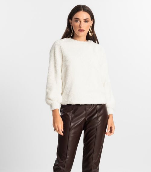 Blusão de Pelo Carneiro Feminino Endless Bege