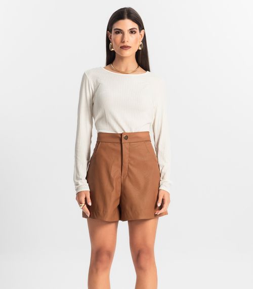 Shorts Feminino Courino Sintético Endless Marrom