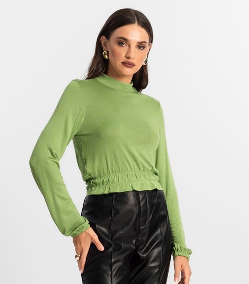 Blusa Feminina Tricot Manga Longa Endless Verde