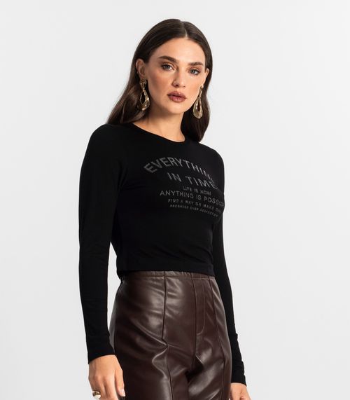 Blusa Feminino Manga Longa Endless Preto