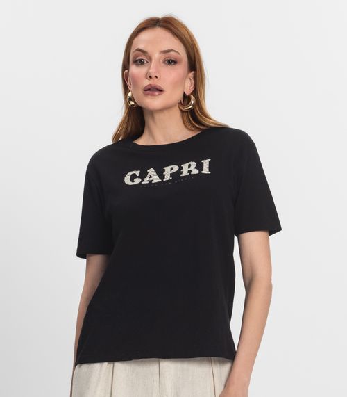 T- Shirt Feminina em Meia Malha Endless Preto