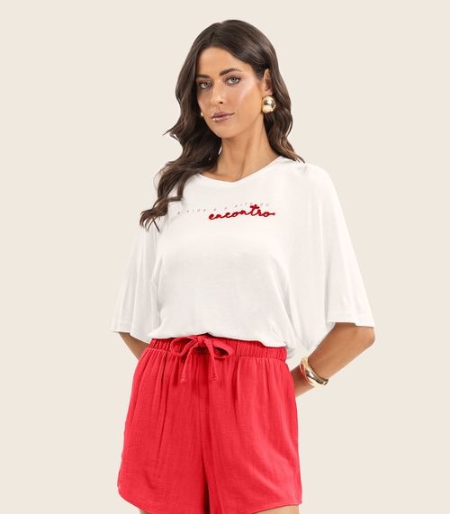 Blusa Feminina Manga Curta em Visco Tricot Endless Bege