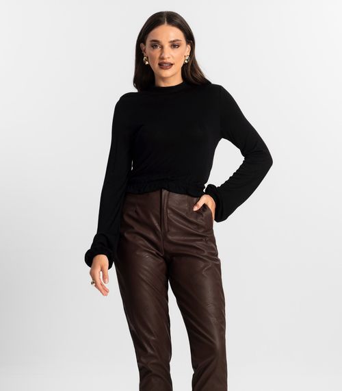 Blusa Feminina Tricot Manga Longa Endless Preto