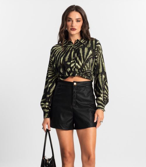 Shorts Feminino Courino Sintético Endless Preto