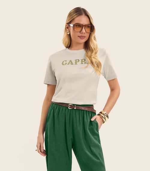 T- Shirt Feminina em Meia Malha Endless Bege