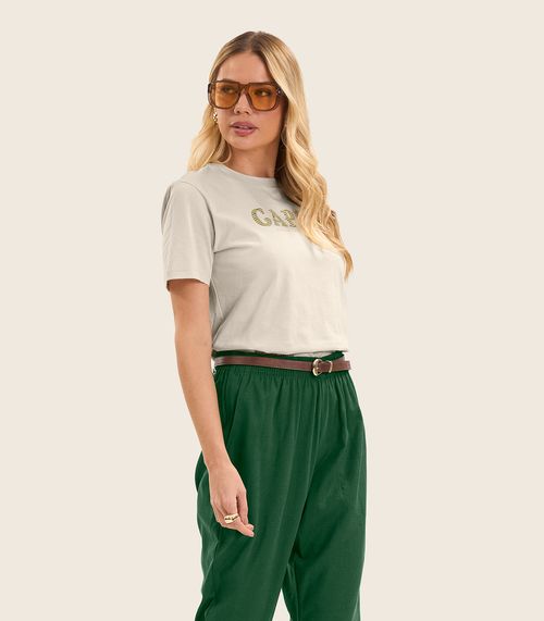 T- Shirt Feminina em Meia Malha Endless Bege