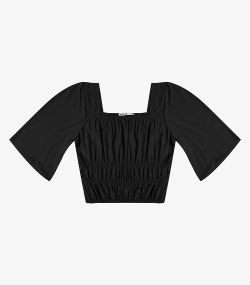 Blusa Cropped Feminina com Manga Ampla Endless Preto