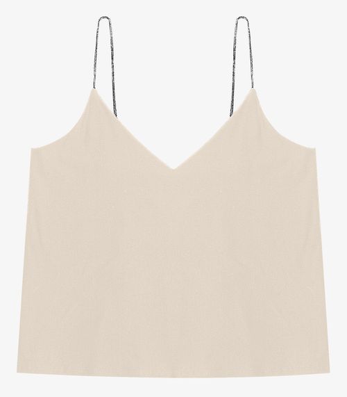 Blusa de Alça Feminina Viscose Creponada Endless Bege