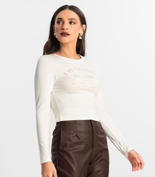 Blusa Feminino Manga Longa Endless Bege